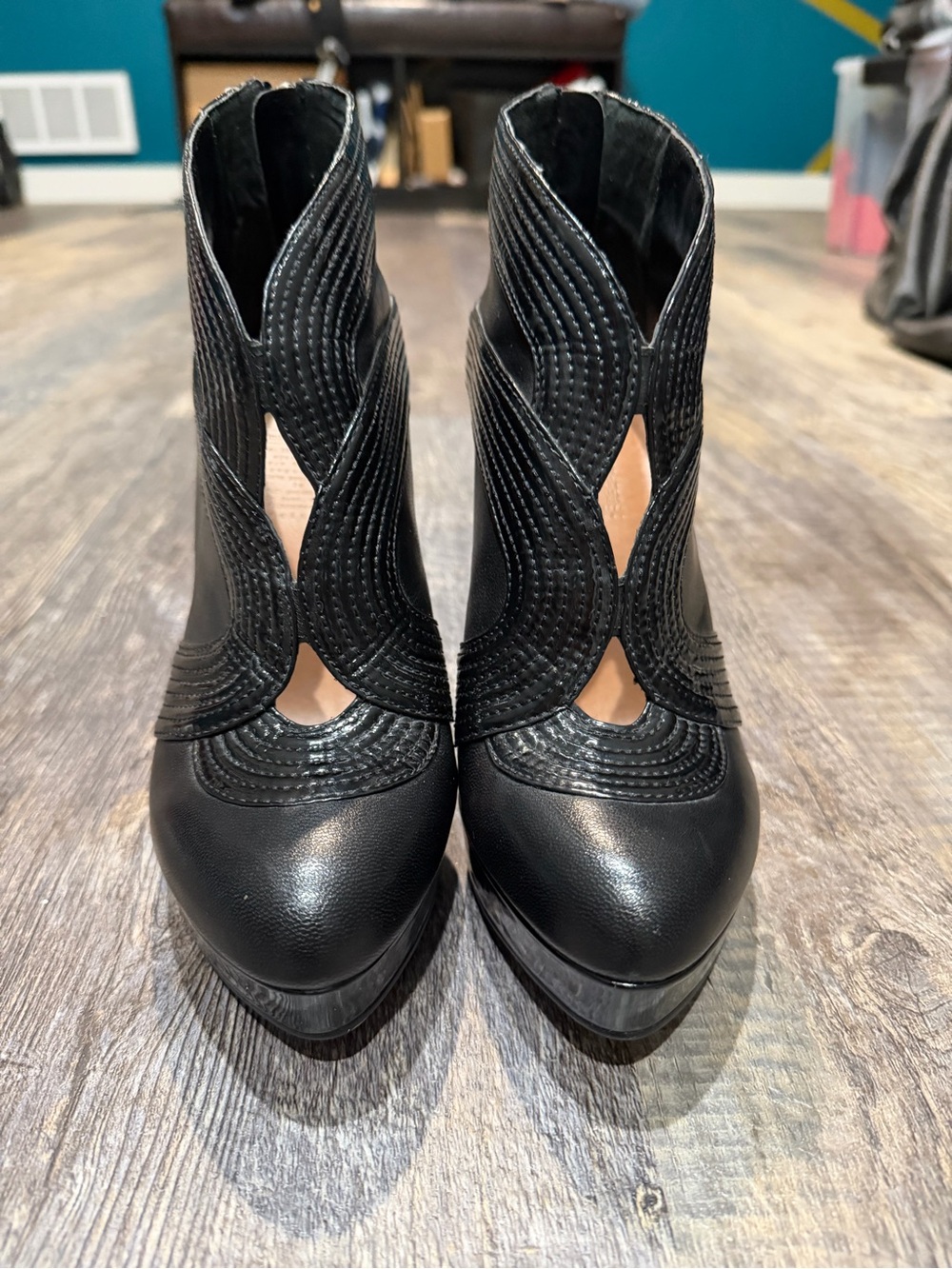 Women's Black Cutout Ankle Booties
